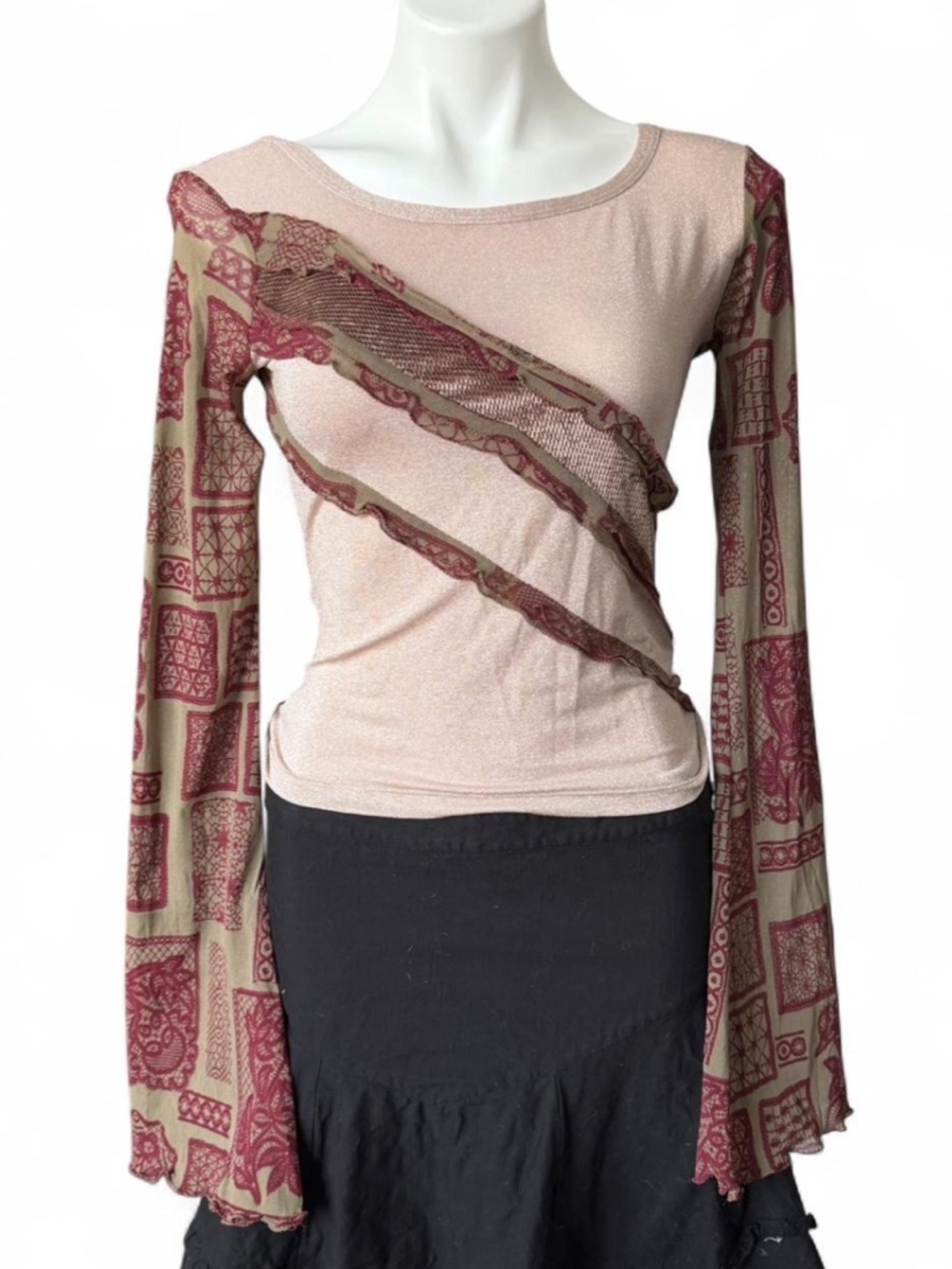 Save The Queen Pink Long-Sleeve Top with Mesh sleeves